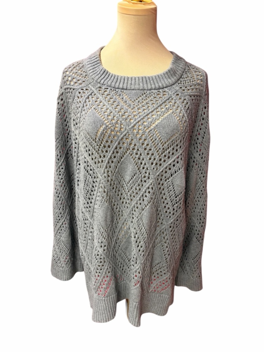 Torrid Light Gray Open Knit Sweater Size 3 Plus Lightweight
